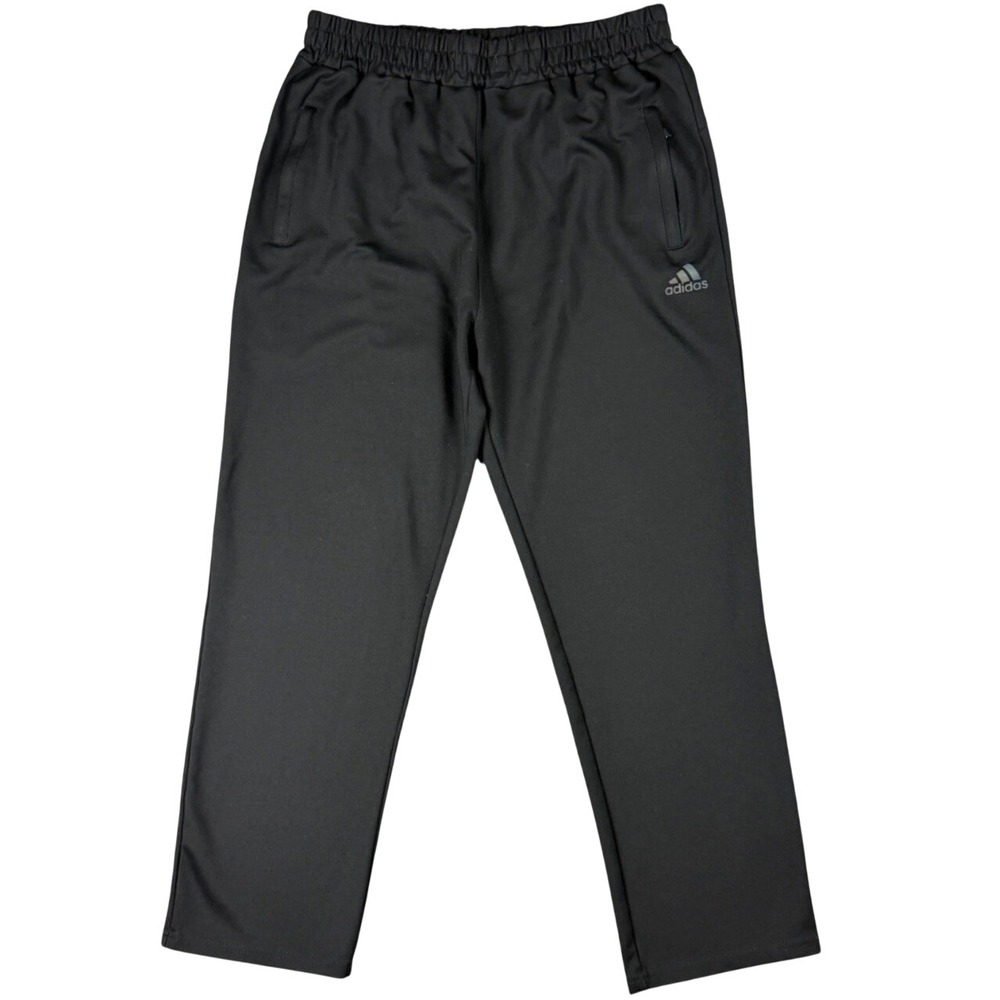 Adidas Mens W30 L27 Black Cotton Athletic Sweatpants Zip Pockets Iridescent Logo